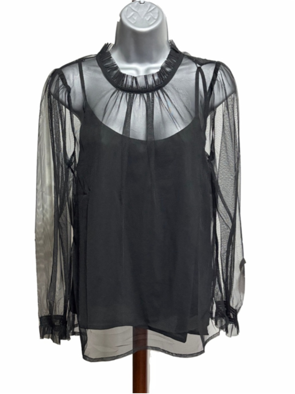 NWT J. Crew Tulle ruffleneck top size small retails $118 - Picture 2 of 10
